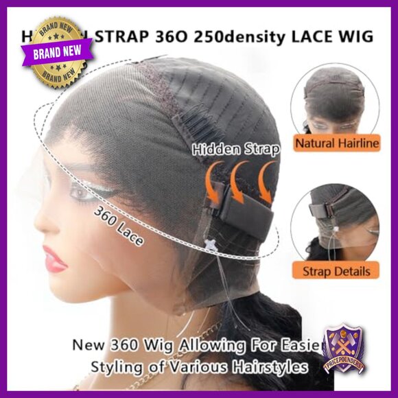 360 Lace Front Human Hair Wig Pre Plucked Bleached Knots Glueless main image 6